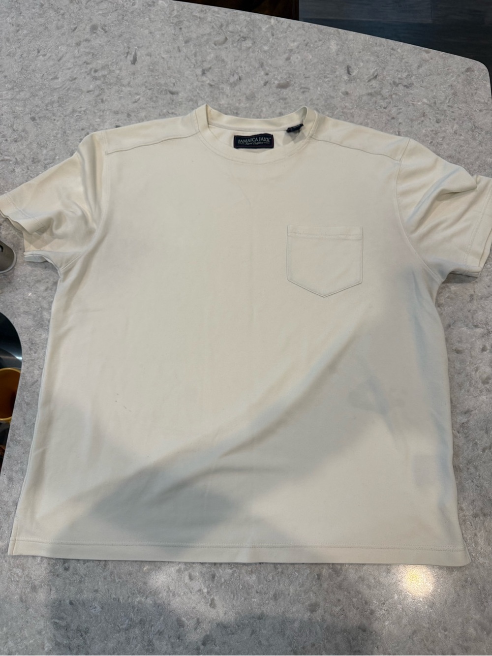 Jamaica Jaxx T Shirt Mens Large Cream Modal Blend Pocket Short Sleeve L